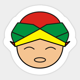 Smiling Red Green Yellow Blangkon Boy Sticker